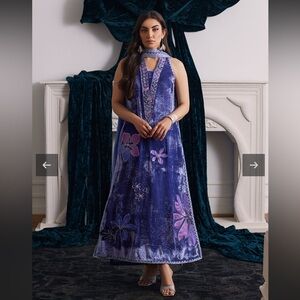Farah Talib Aziz Elegant Purple Velvet Dress
